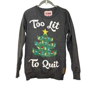 Tipsy Elves Women's Too Lit To Quit Sweater Size‎ S Ugly Christmas Light Up